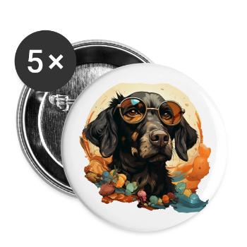 Dog - Buttons large 2.2''/56 mm (5-pack) - white - Front