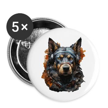 Dog - Buttons large 2.2''/56 mm (5-pack) - white - Front