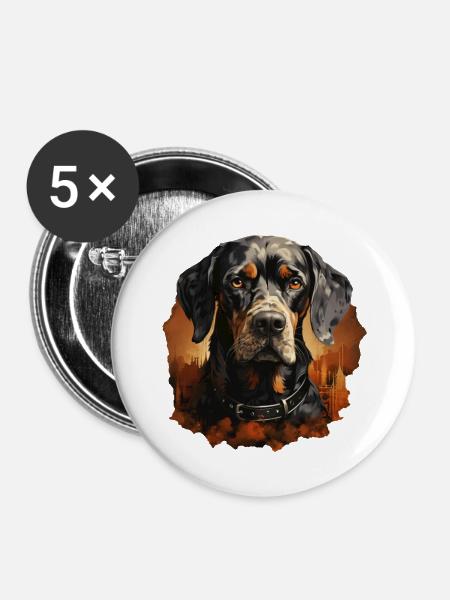 Hund - Buttons groß 56 mm (5er Pack) - Weiß