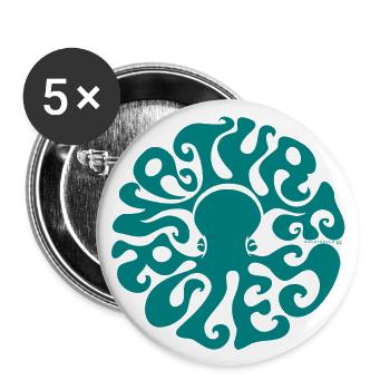 NATURE RULES! psychedelic octopus sixties türkis - Buttons groß 56 mm (5er Pack) - Weiß - Vorne