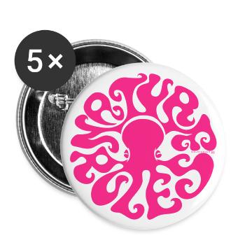 NATURE RULES! psychedelic octopus sixties magenta - Buttons groß 56 mm (5er Pack) - Weiß - Vorne