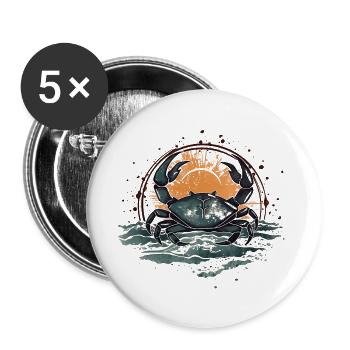 Blue crab, crab in retro style - Buttons large 2.2''/56 mm (5-pack) - white - Front