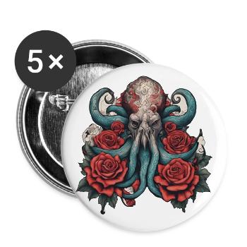 Poulpes - Lot de 5 grands badges (56 mm) - blanc - Devant