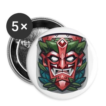 Evil Tiki Mask - Buttons large 2.2''/56 mm (5-pack) - white - Front