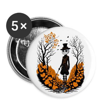 Spaziergang einer Vogelscheuche - Buttons groß 56 mm (5er Pack) - Weiß - Vorne