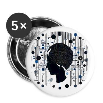 Gehirn Strukturen - Surreale Kunst - Buttons groß 56 mm (5er Pack) - Weiß - Vorne