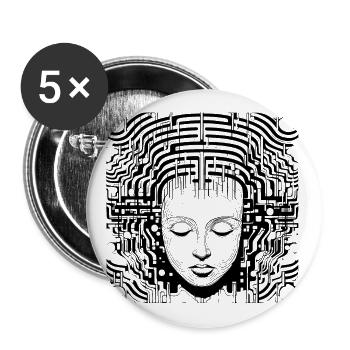 Gehirn Strukturen - Surreale Kunst - Buttons groß 56 mm (5er Pack) - Weiß - Vorne