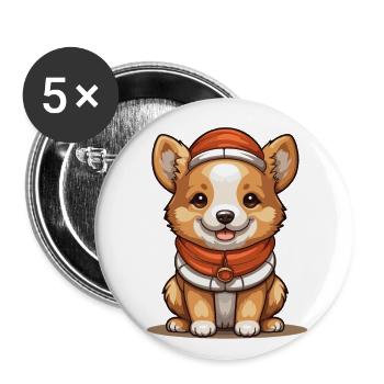 Dog Christmas Design - Kawaii Style - Buttons large 2.2''/56 mm (5-pack) - white - Front