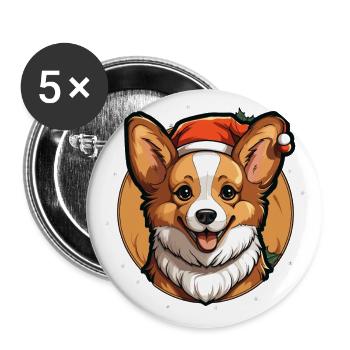Dog Christmas Design - Kawaii Style - Buttons large 2.2''/56 mm (5-pack) - white - Front