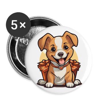 Dog Christmas Design - Kawaii Style - Buttons large 2.2''/56 mm (5-pack) - white - Front