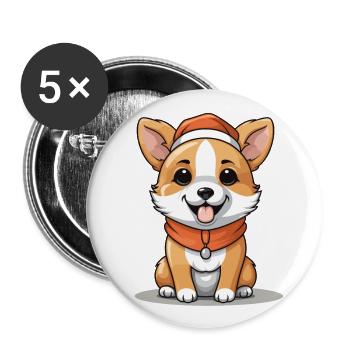Dog Christmas Design - Kawaii Style - Buttons large 2.2''/56 mm (5-pack) - white - Front