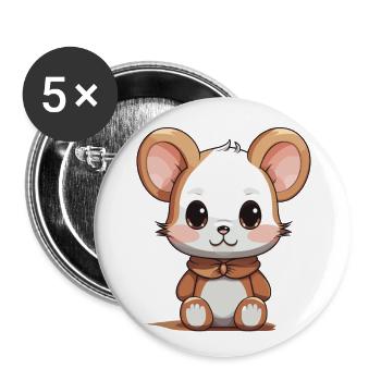 Mouse - Kawaii Style - Buttons large 2.2''/56 mm (5-pack) - white - Front