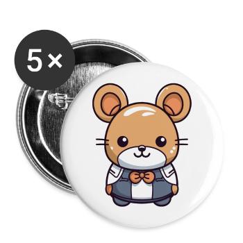 Mouse - Kawaii Style - Buttons large 2.2''/56 mm (5-pack) - white - Front