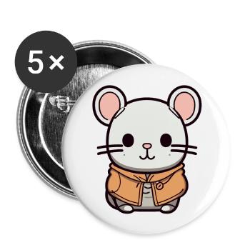 Mouse - Kawaii Style - Buttons large 2.2''/56 mm (5-pack) - white - Front