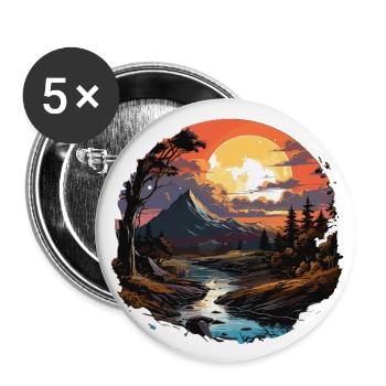 Landscape - Illustration - Buttons large 2.2''/56 mm (5-pack) - white - Front