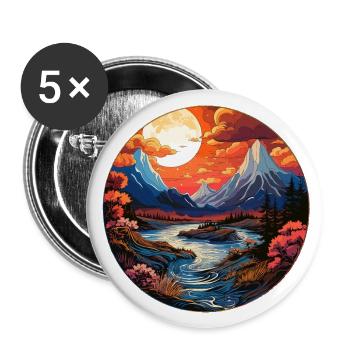 Landscape - Illustration - Buttons large 2.2''/56 mm (5-pack) - white - Front