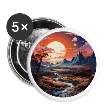 Landscape - Illustration - Buttons large 2.2''/56 mm (5-pack) - white - Front