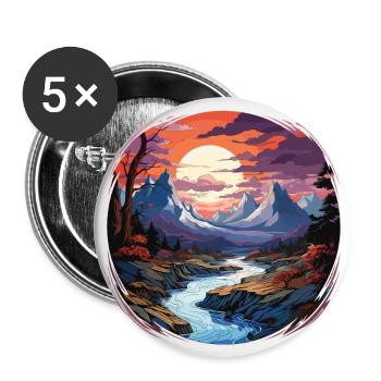 Landscape - Illustration - Buttons large 2.2''/56 mm (5-pack) - white - Front