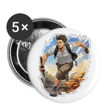 Tennis Player - Illustration - Buttons large 2.2''/56 mm (5-pack) - white - Front