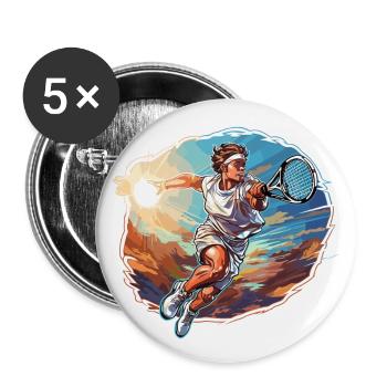Joueur de tennis - Illustration - Lot de 5 grands badges (56 mm) - blanc - Devant