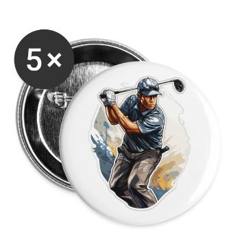 Joueur de golf - Illustration - Lot de 5 grands badges (56 mm) - blanc - Devant