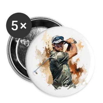 Joueur de golf - Illustration - Lot de 5 grands badges (56 mm) - blanc - Devant