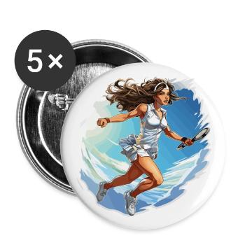 Joueur de tennis - illustration - Lot de 5 grands badges (56 mm) - blanc - Devant