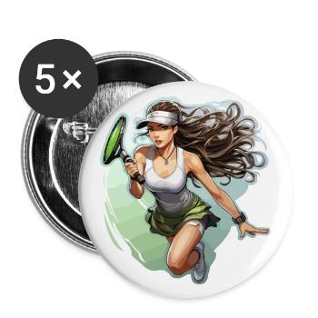 Joueur de tennis - illustration - Lot de 5 grands badges (56 mm) - blanc - Devant