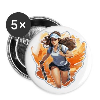 Joueur de tennis - illustration - Lot de 5 grands badges (56 mm) - blanc - Devant