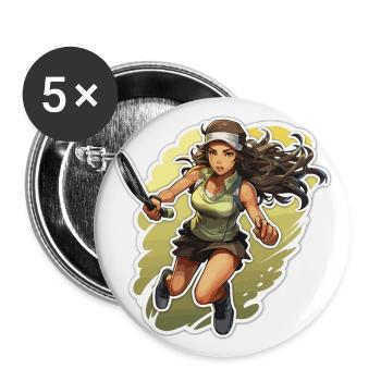 Tennis player - illustration - Buttons large 2.2''/56 mm (5-pack) - white - Front