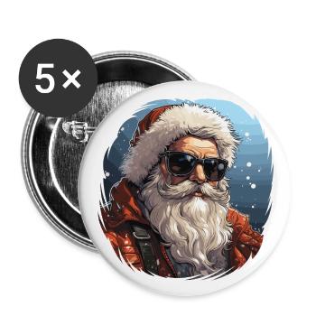 Père Noël - illustration - Lot de 5 grands badges (56 mm) - blanc - Devant