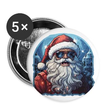 Père Noël - illustration - Lot de 5 grands badges (56 mm) - blanc - Devant