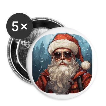 Père Noël - illustration - Lot de 5 grands badges (56 mm) - blanc - Devant
