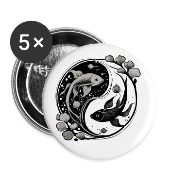 yin et yang, symbole de sérénité - Lot de 5 grands badges (56 mm) - blanc - Devant