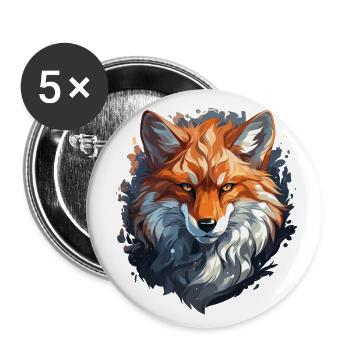 Fuchs - Illustration - Buttons groß 56 mm (5er Pack) - Weiß - Vorne