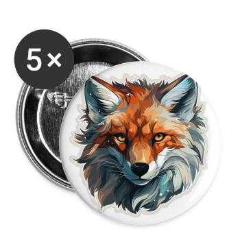 Fuchs - Illustration - Buttons groß 56 mm (5er Pack) - Weiß - Vorne