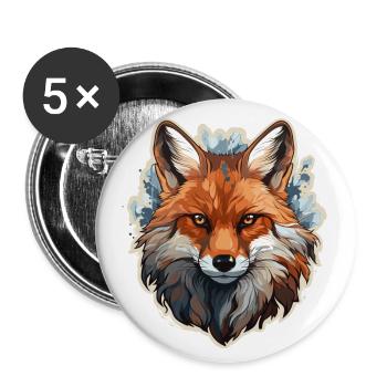 Fuchs - Illustration - Buttons groß 56 mm (5er Pack) - Weiß - Vorne