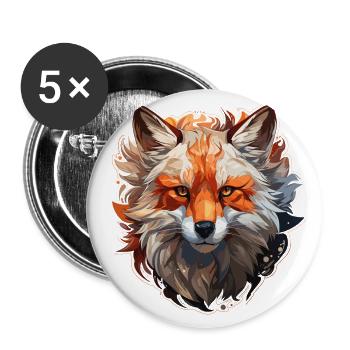 Fuchs - Illustration - Buttons groß 56 mm (5er Pack) - Weiß - Vorne