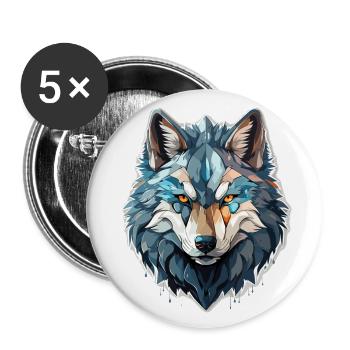 Wolf - Illustration - Buttons groß 56 mm (5er Pack) - Weiß - Vorne