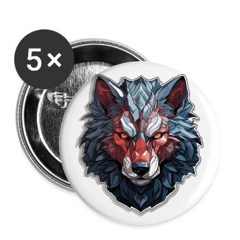 Wolf - Illustration - Buttons groß 56 mm (5er Pack) - Weiß - Vorne