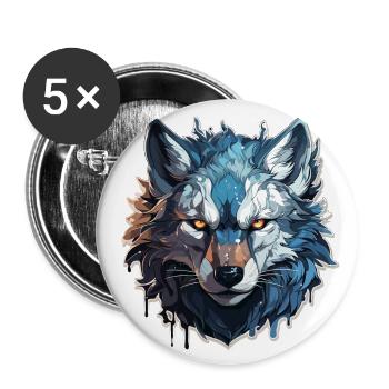 Wolf - Illustration - Buttons groß 56 mm (5er Pack) - Weiß - Vorne