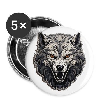 Wolf - Illustration - Buttons large 2.2''/56 mm (5-pack) - white - Front
