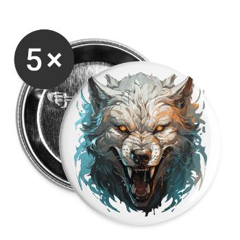 Wolf - Illustration - Buttons groß 56 mm (5er Pack) - Weiß - Vorne