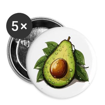 Avocado - Illustration - Buttons large 2.2''/56 mm (5-pack) - white - Front