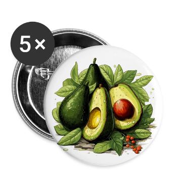 Avocado - Illustration - Buttons large 2.2''/56 mm (5-pack) - white - Front