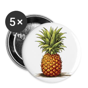 Ananas - Illustration - Buttons groß 56 mm (5er Pack) - Weiß - Vorne