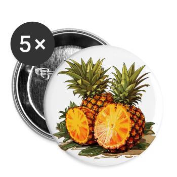 Ananas - Illustration - Buttons groß 56 mm (5er Pack) - Weiß - Vorne