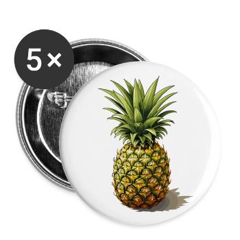 Ananas - Illustration - Buttons groß 56 mm (5er Pack) - Weiß - Vorne