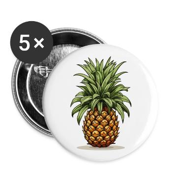 Ananas - Illustration - Buttons groß 56 mm (5er Pack) - Weiß - Vorne