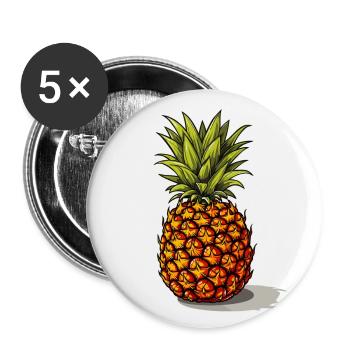 Ananas - Illustration - Buttons groß 56 mm (5er Pack) - Weiß - Vorne